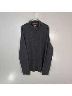 Omni-Wool Pullover Mens 2XL Gray 1/4 Zip Long Sleeve Wool Blend Top Athletic